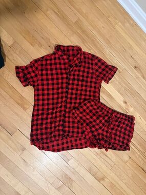 Red and Black Buffalo Plaid Short Pajama Set